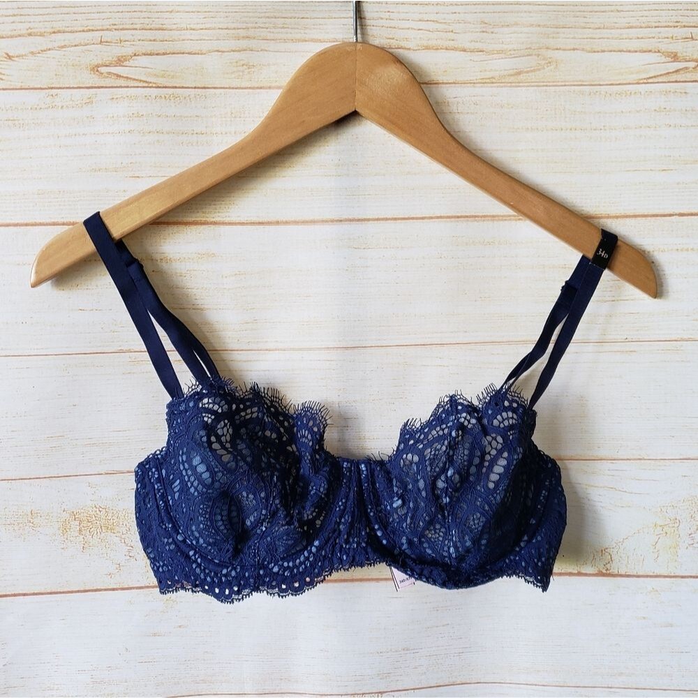 Victoria's Secret Dream Angels Push-Up Without Padding Lace Bra Blue Size 34D